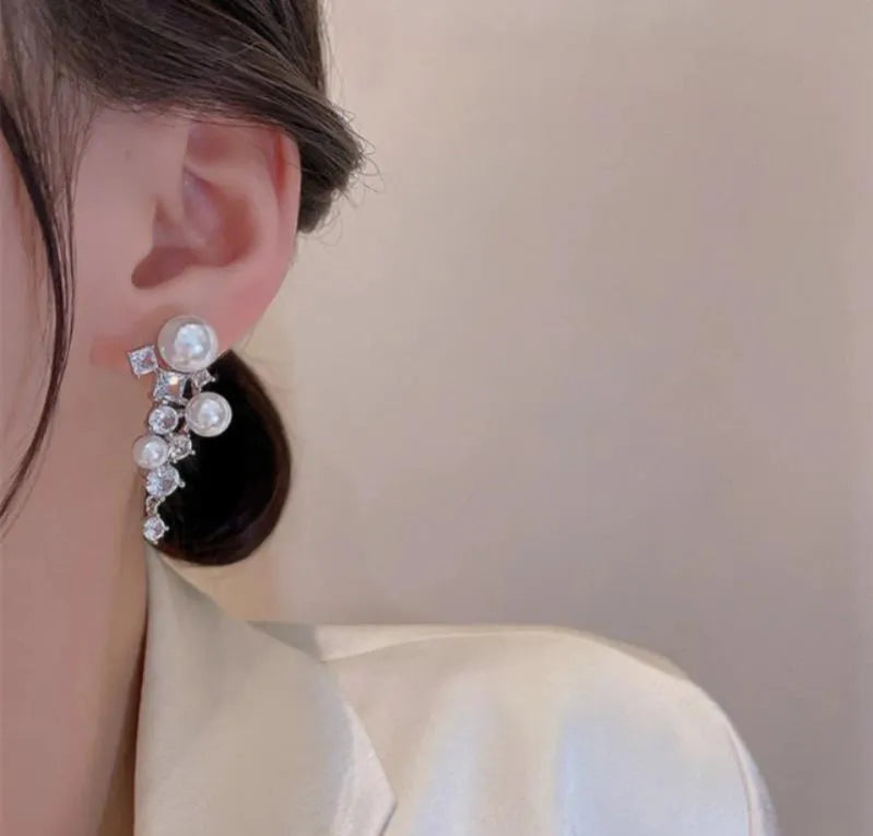 Swift Mart silver plated crystal earrings for women elegant dangle design