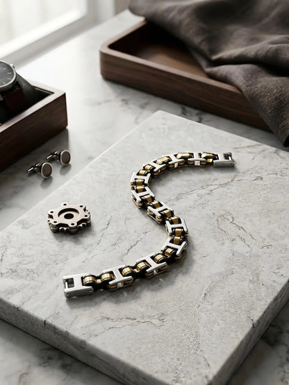 Stainless Steel Funky Silver Plated Men's Bracelet