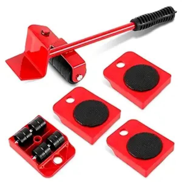 Stainless steel furniture mover tool red portable lifter, heavy duty tool for moving sofas tables and home furniture easily