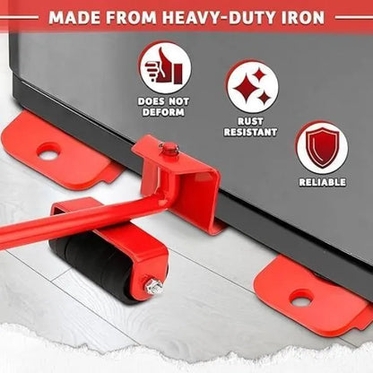 Stainless steel furniture mover tool red portable lifter, heavy duty tool for moving sofas tables and home furniture easily