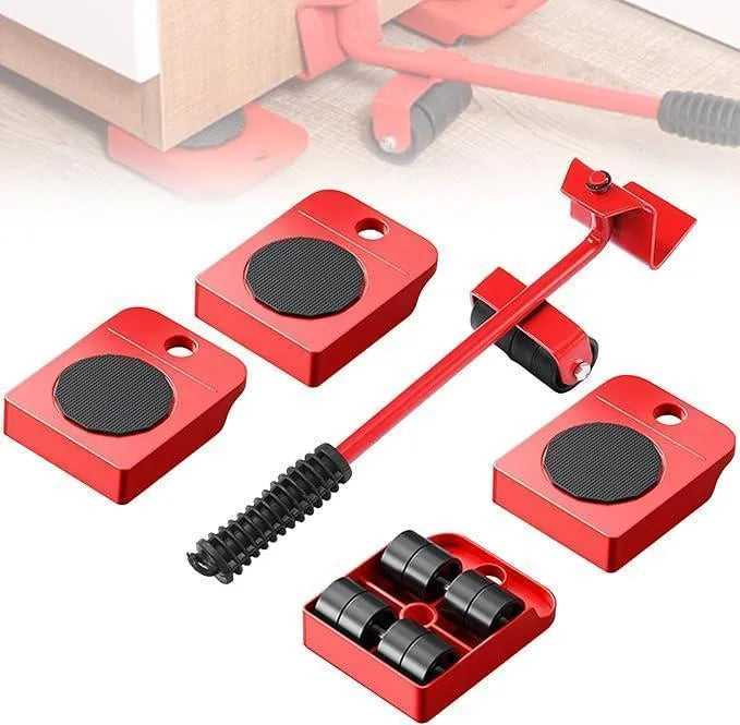 Stainless steel furniture mover tool red portable lifter, heavy duty tool for moving sofas tables and home furniture easily