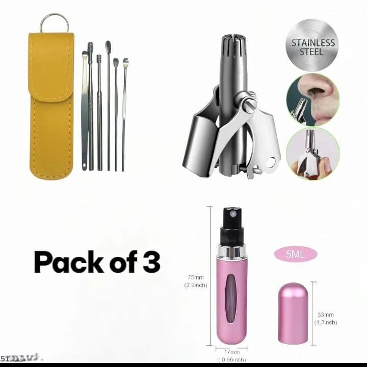Stainless Steel Personal Care Bundle Pack of 3 Essentials at Swift Mart