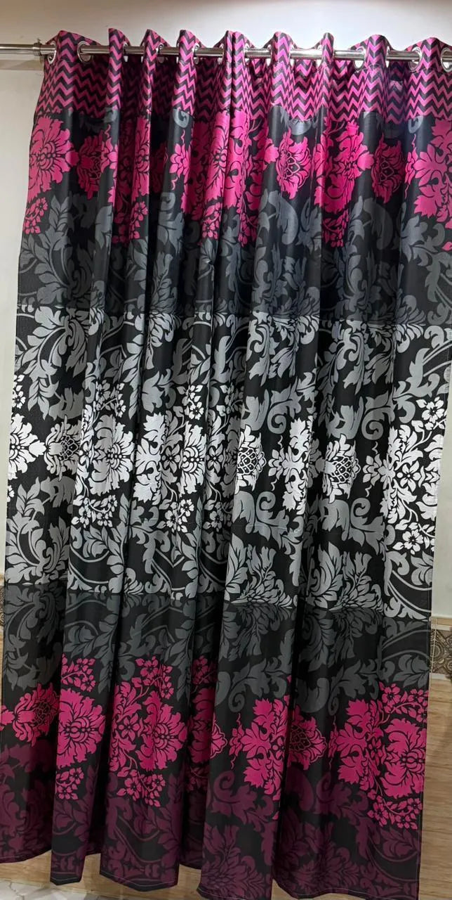 Black printed cotton curtains 2 pcs set 60x100 inch panels, soft breathable curtains for bedroom living room modern home decor use