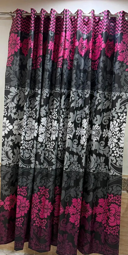 Black printed cotton curtains 2 pcs set 60x100 inch panels, soft breathable curtains for bedroom living room modern home decor use