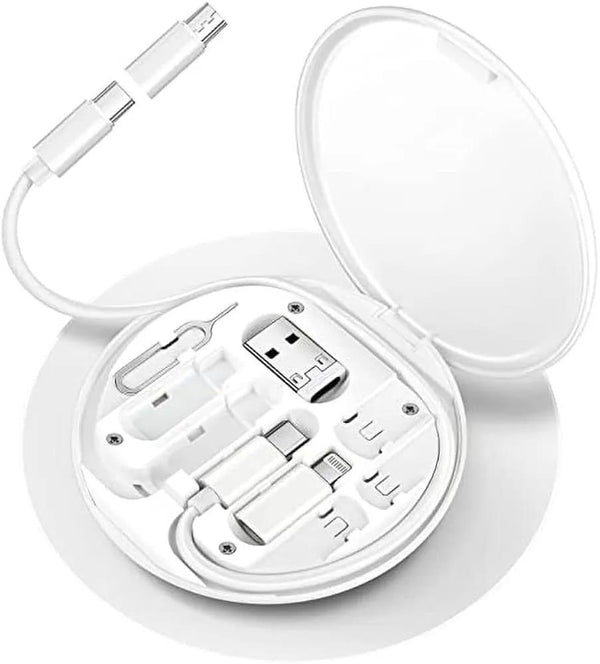 Multi adapter charging kit type C cable fast charge black, portable charging set with adapters for mobile tablet and travel use