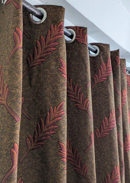Velvet jacquard printed curtain 56x96 inch panel brown red, luxury soft curtain for bedroom living room home decor use