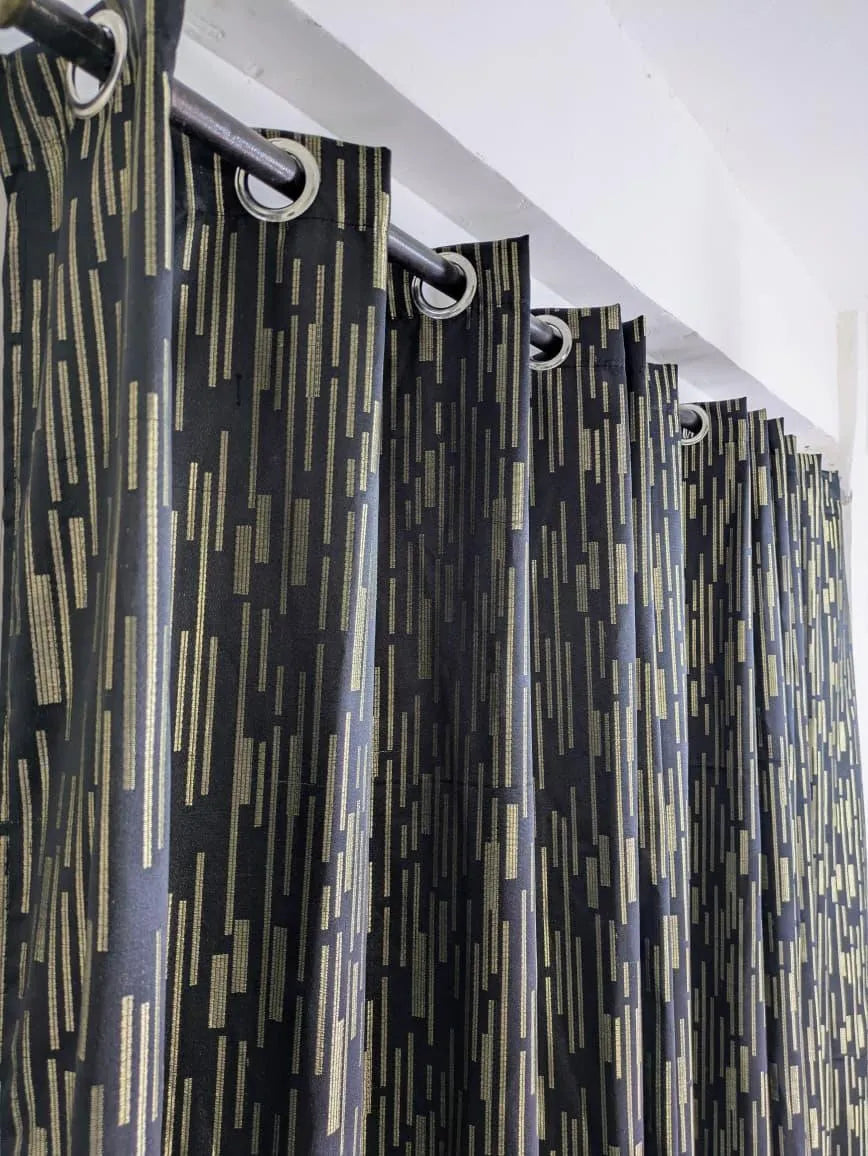 Golden black velvet curtain 55x92 inch panel, textured luxury curtain for bedroom living room modern home decor use