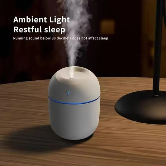 Air humidifier white quiet mist diffuser for bedroom and home, compact humidifier with ambient light for sleep and indoor comfort