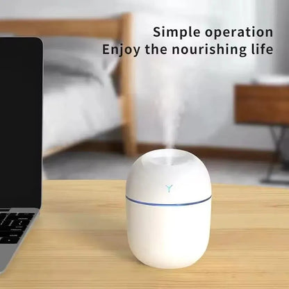Air humidifier white quiet mist diffuser for bedroom and home, compact humidifier with ambient light for sleep and indoor comfort
