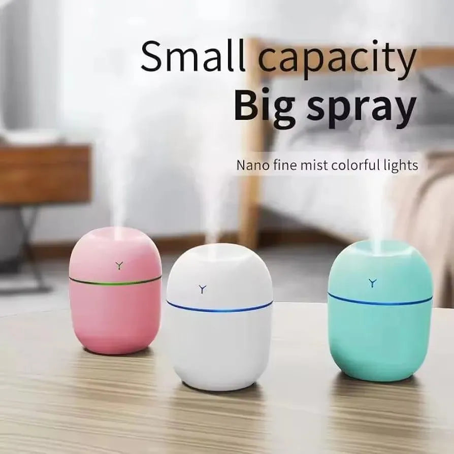 Air humidifier white quiet mist diffuser for bedroom and home, compact humidifier with ambient light for sleep and indoor comfort