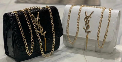 Leather crocodile texture handbag for women with chain strap stylish compact crossbody bag for daily and formal use