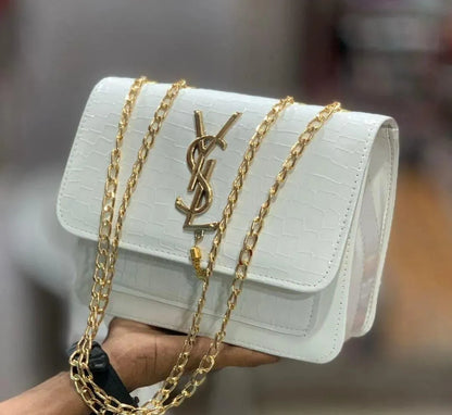 Leather crocodile texture handbag for women with chain strap stylish compact crossbody bag for daily and formal use