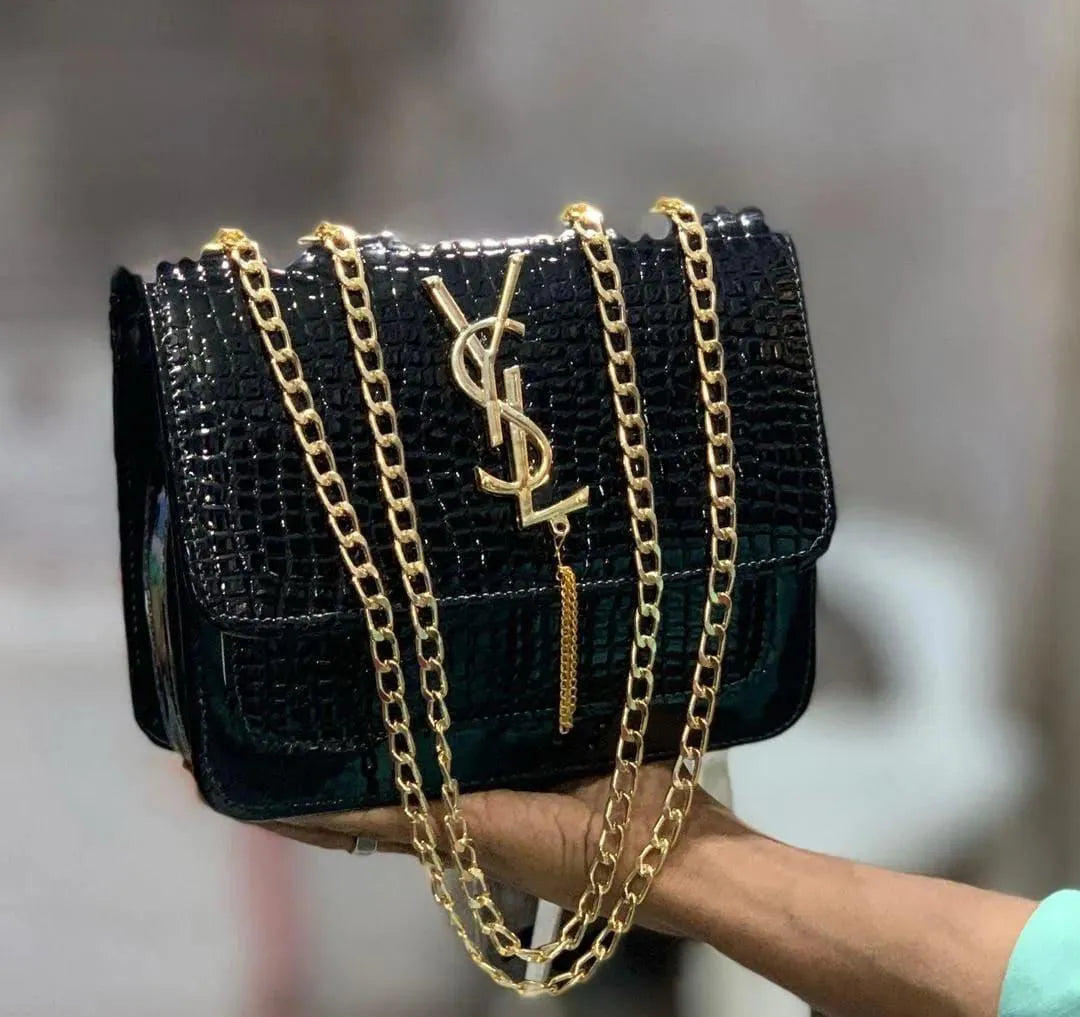 Leather crocodile texture handbag for women with chain strap stylish compact crossbody bag for daily and formal use