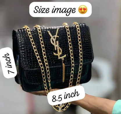 Leather crocodile texture handbag for women with chain strap stylish compact crossbody bag for daily and formal use