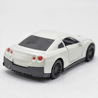 Diecast metal toy car for kids with pull back feature and open doors realistic white sports car toy for boys