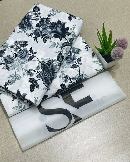 White printed polo cotton 2 piece suit for women casual wear soft breathable fabric matching shirt and trouser set