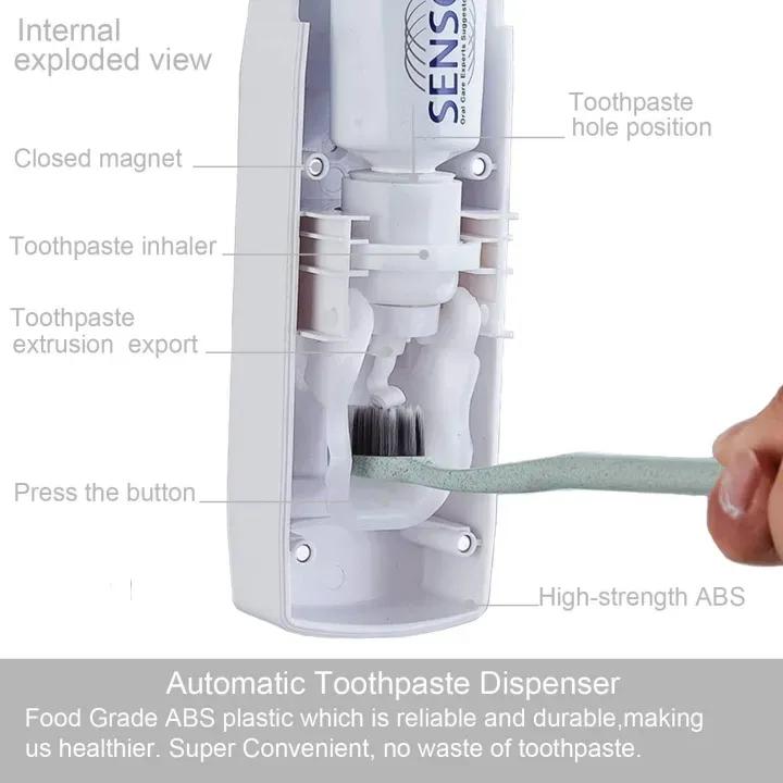 Toothpaste Dispenser Holder Wall Mount Bathroom Organizer