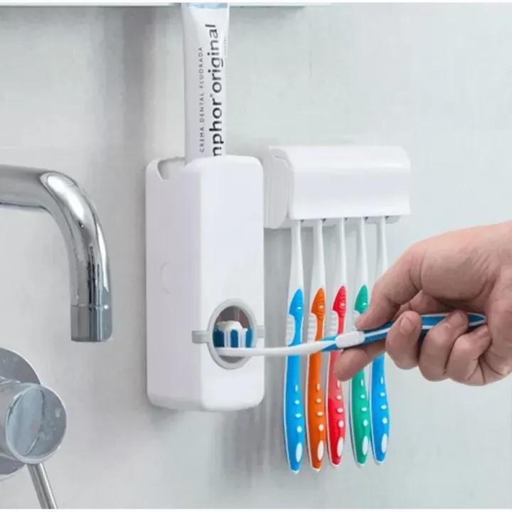 Toothpaste Dispenser Holder Wall Mount Bathroom Organizer