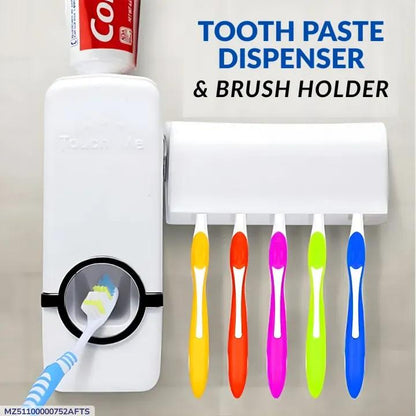 Toothpaste dispenser holder wall mount bathroom organizer white, toothbrush storage unit for family bathroom space saving use
