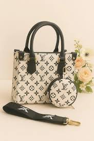 White nylon handbag for girls with strap and pouch stylish compact bag for school college and casual daily use