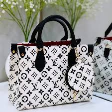 White nylon handbag for girls with strap and pouch stylish compact bag for school college and casual daily use
