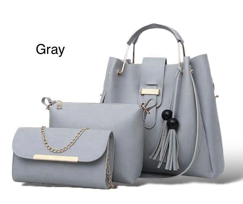 Women 3 piece leather handbag set by Swift Mart with tote crossbody and clutch for stylish everyday and formal use