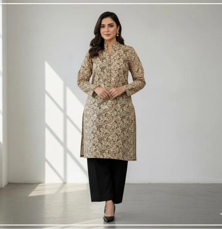 Multicolor block printed Katan silk 2 piece suit for women with plain trouser elegant festive and office wear outfit