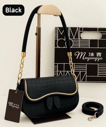 Women leather shoulder bag plain design available in black beige maroon and white stylish handbag for daily use