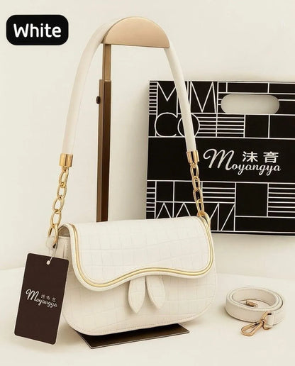 Women leather shoulder bag plain design available in black beige maroon and white stylish handbag for daily use