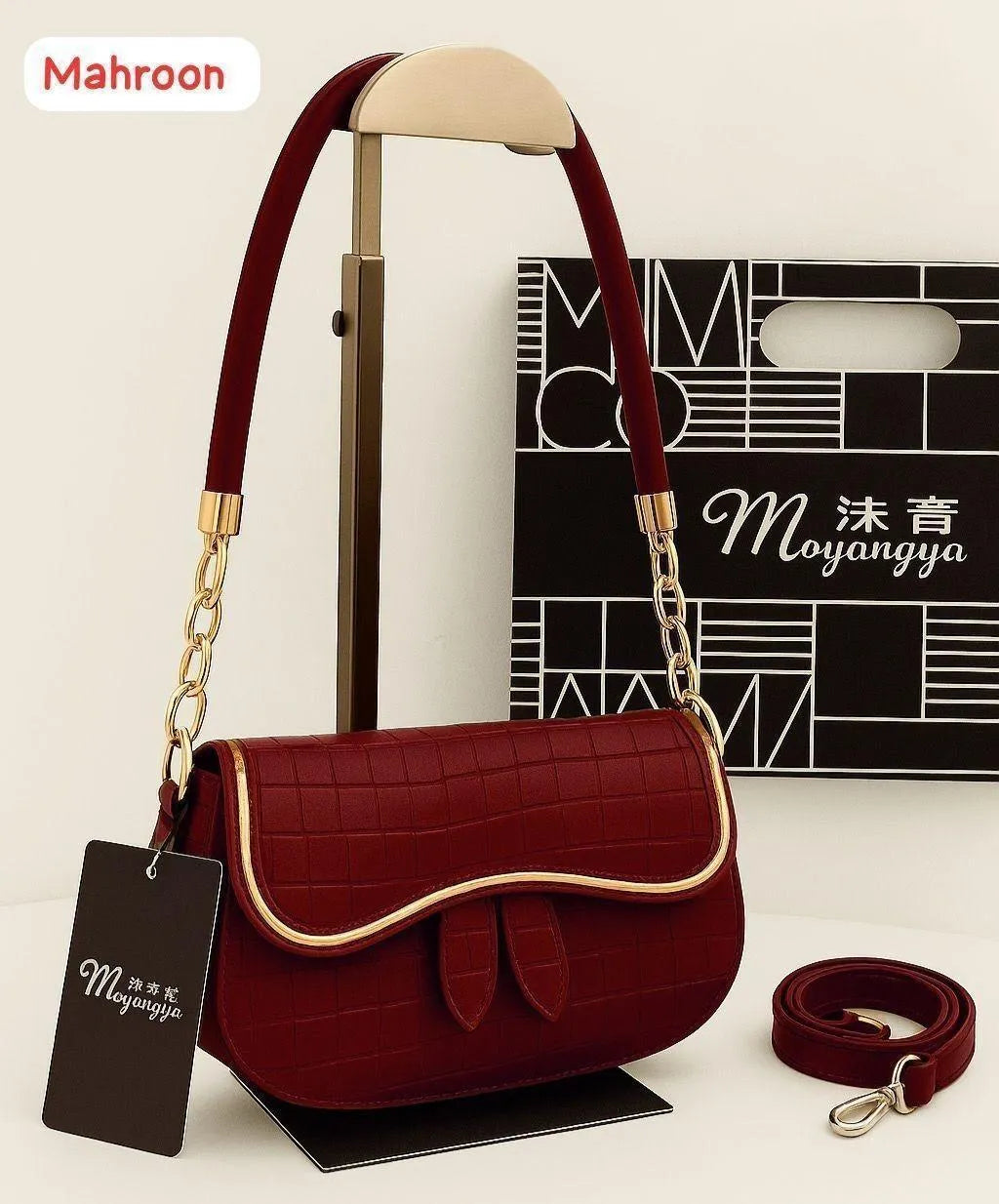 Women leather shoulder bag plain design available in black beige maroon and white stylish handbag for daily use