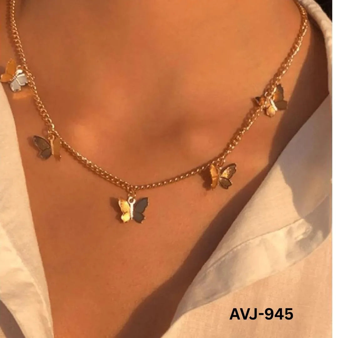 Korean butterfly necklace women gold silver alloy lightweight stylish  Swift Mart