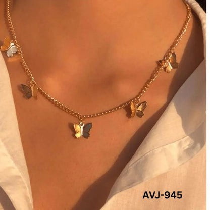 Korean butterfly necklace women gold silver alloy lightweight stylish  Swift Mart