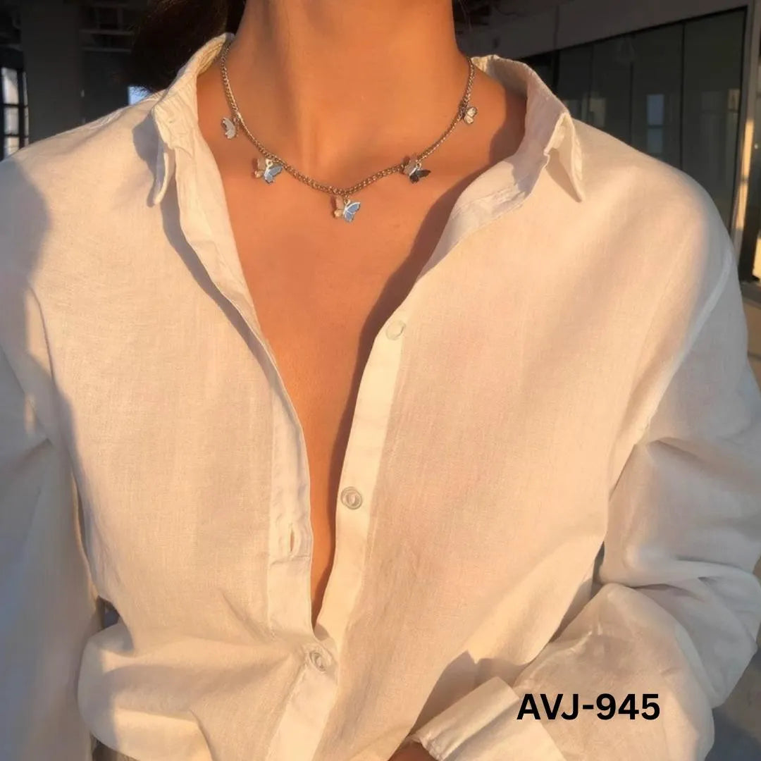 Korean butterfly necklace women gold silver alloy lightweight stylish  Swift Mart