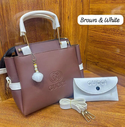 Leather handbag set for women 2 pcs with wallet stylish elegant bag for office daily use and casual outings
