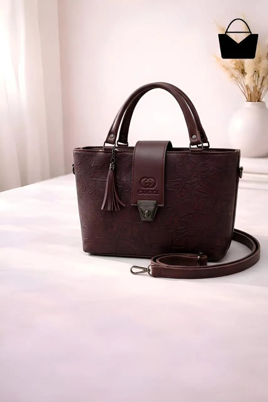 Brown leather shoulder bag for women stylish durable handbag for daily use with spacious design and elegant look