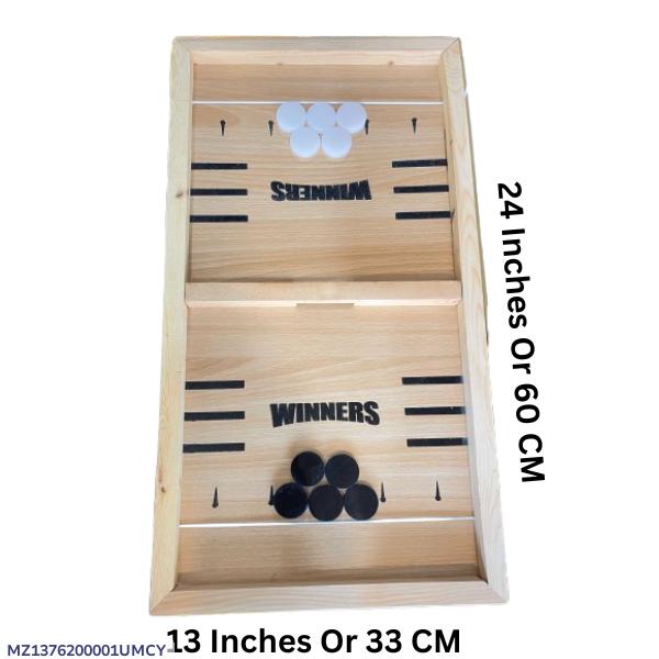 Wooden board game with acrylic pucks indoor family fun game set durable wood play board for kids and adults