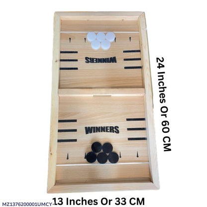 Wooden board game with acrylic pucks indoor family fun game set durable wood play board for kids and adults