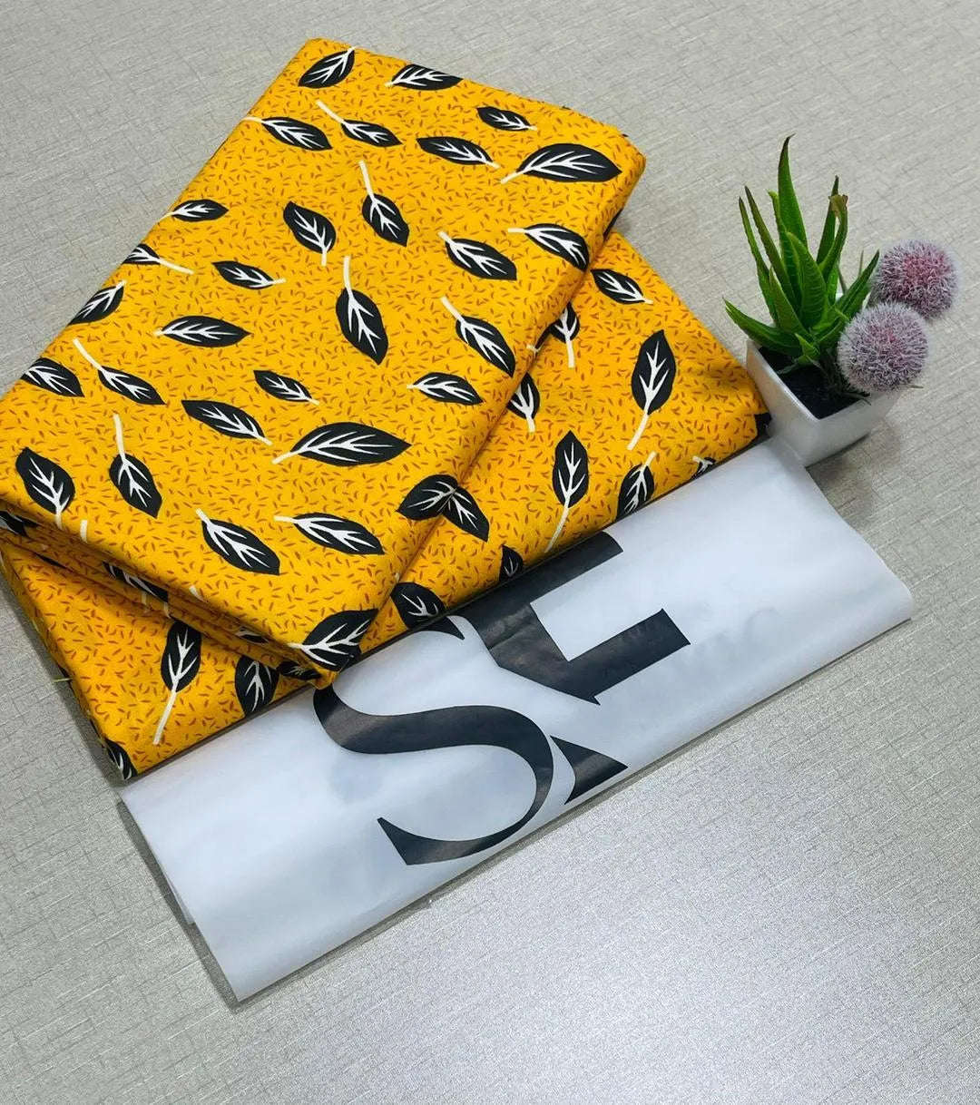 Yellow printed polo cotton 2 piece suit for women casual wear soft breathable fabric matching shirt and trouser set