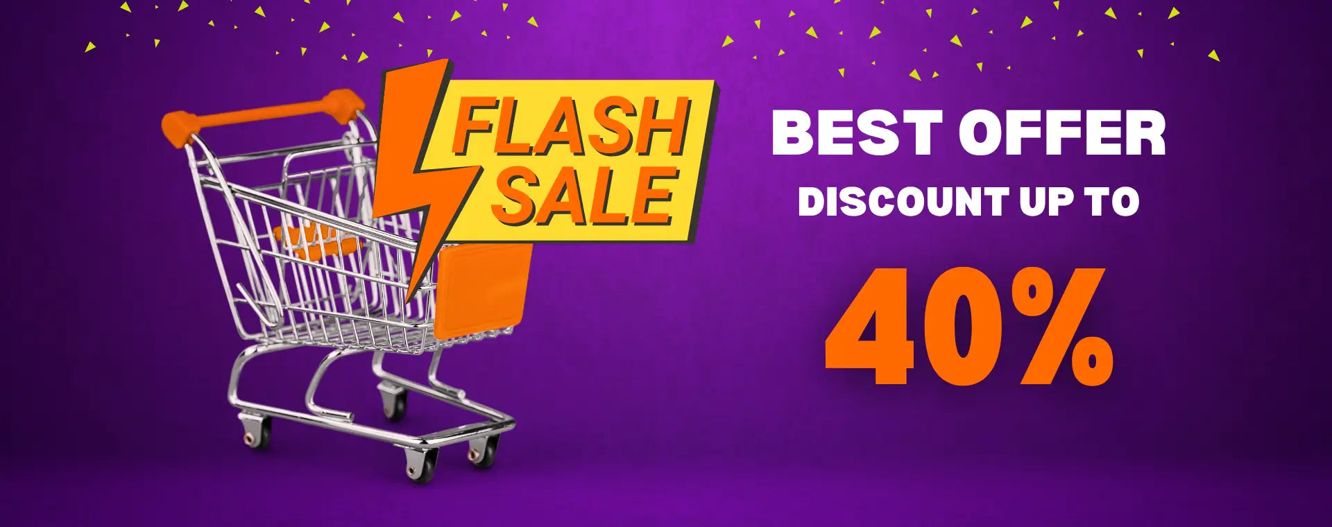 Flash Sale banner with up to 40% off on trendy fashion, clothing, shoes and accessories. Shop limited-time online deals now.1