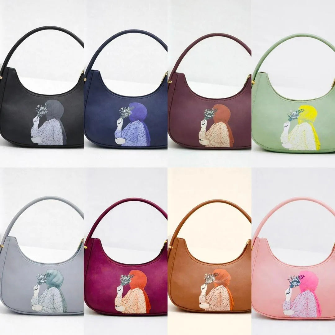 Leather shoulder bag for girls with printed design stylish handbag for school office and casual daily use