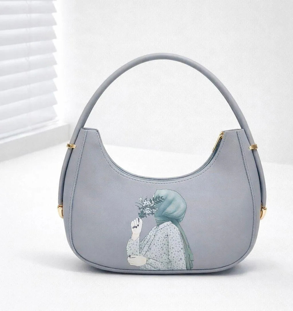 Leather shoulder bag for girls with printed design stylish handbag for school office and casual daily use