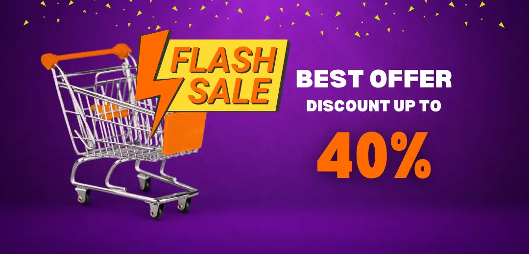Flash Sale banner with up to 40% off on trendy fashion, clothing, shoes and accessories. Shop limited-time online deals now.1