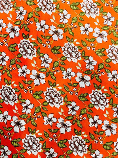Orange printed polo cotton 2 piece suit for women casual wear soft breathable fabric matching shirt and trouser set